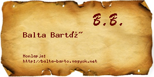 Balta Bartó névjegykártya